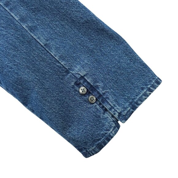 Harolds Denim Top Womens Size 12 Pleated Front Back Detail Round Neck 3/4 Sleeve - Picture 8 of 16